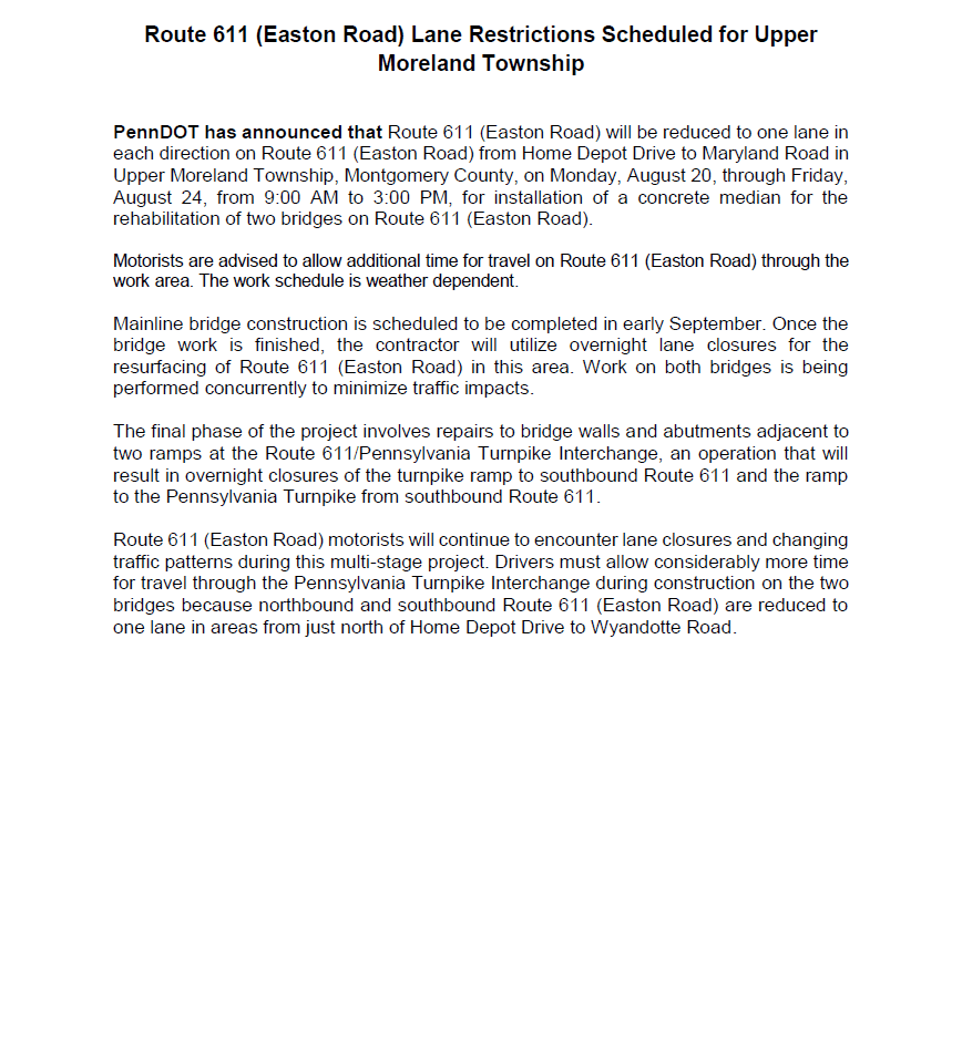 Route 611 - August 20B