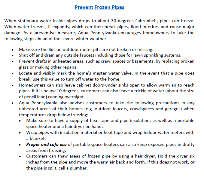 Prevent Frozen Pipes