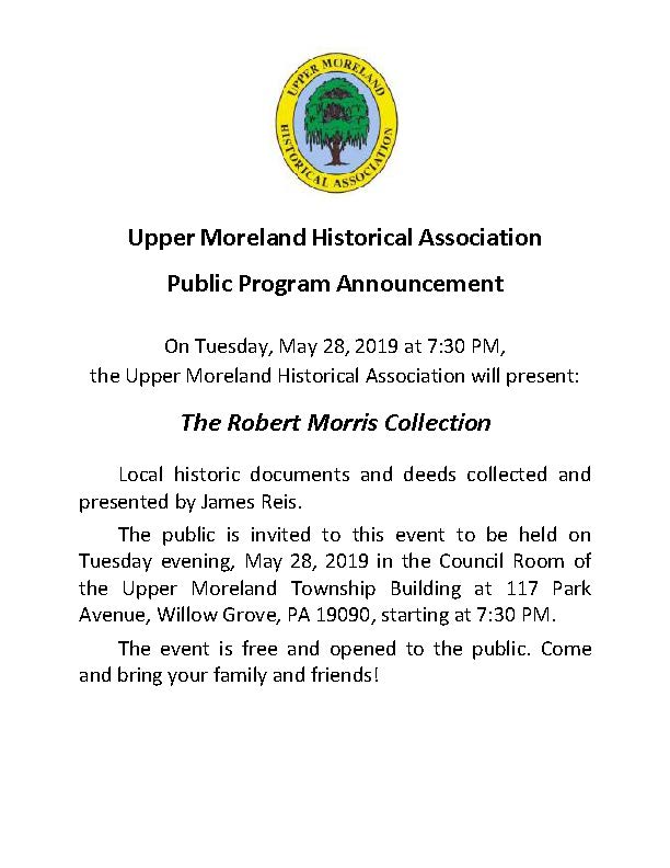 2019 UMHA Public Poster The Robert Morris Collection