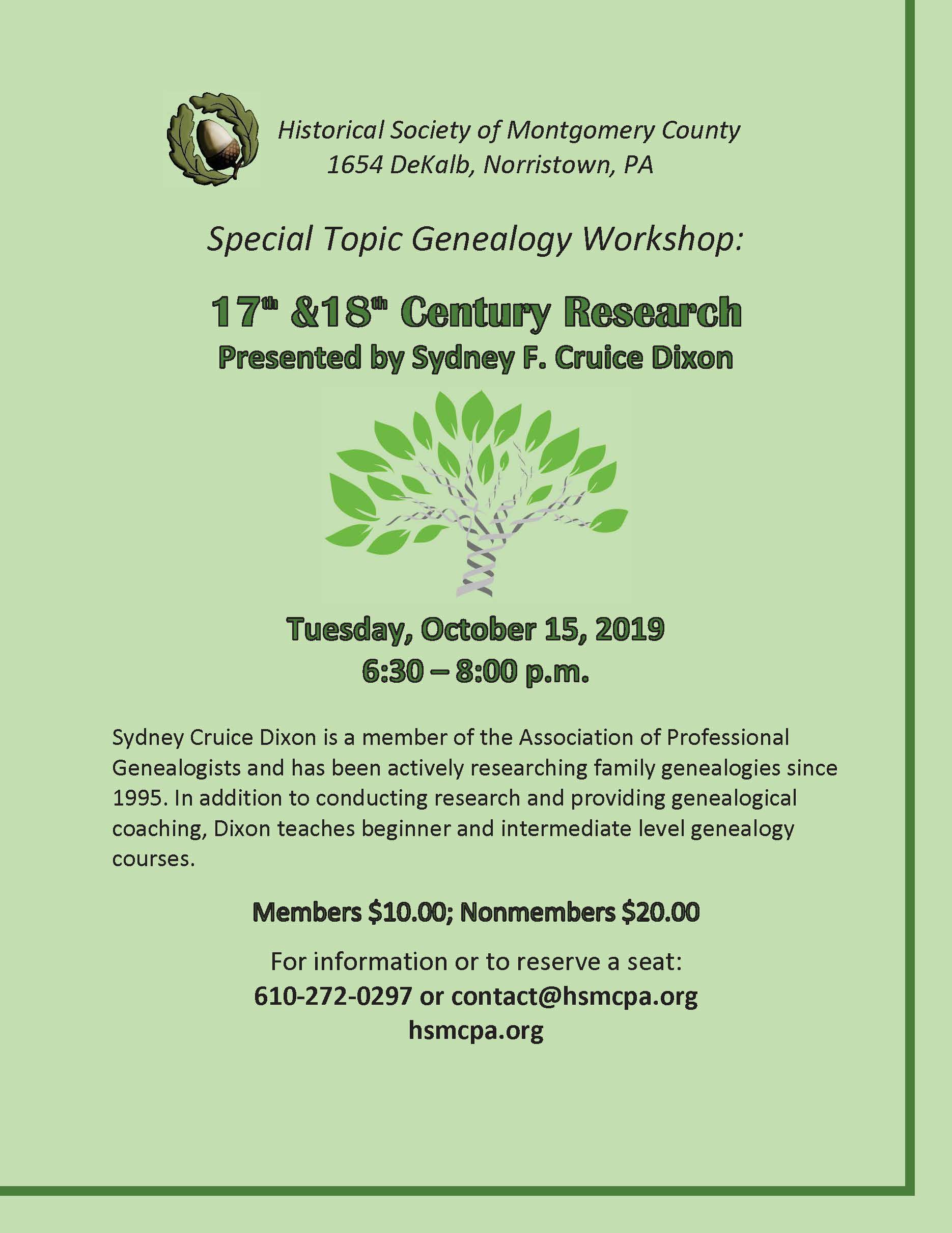 2019 Genealogy Workshop