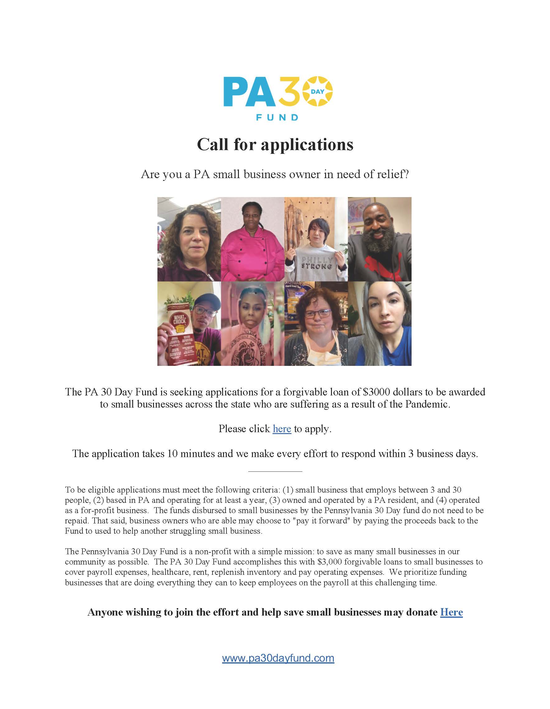 2020 Pennsylvania 30 Day Fund One-Pager (5.29.20)
