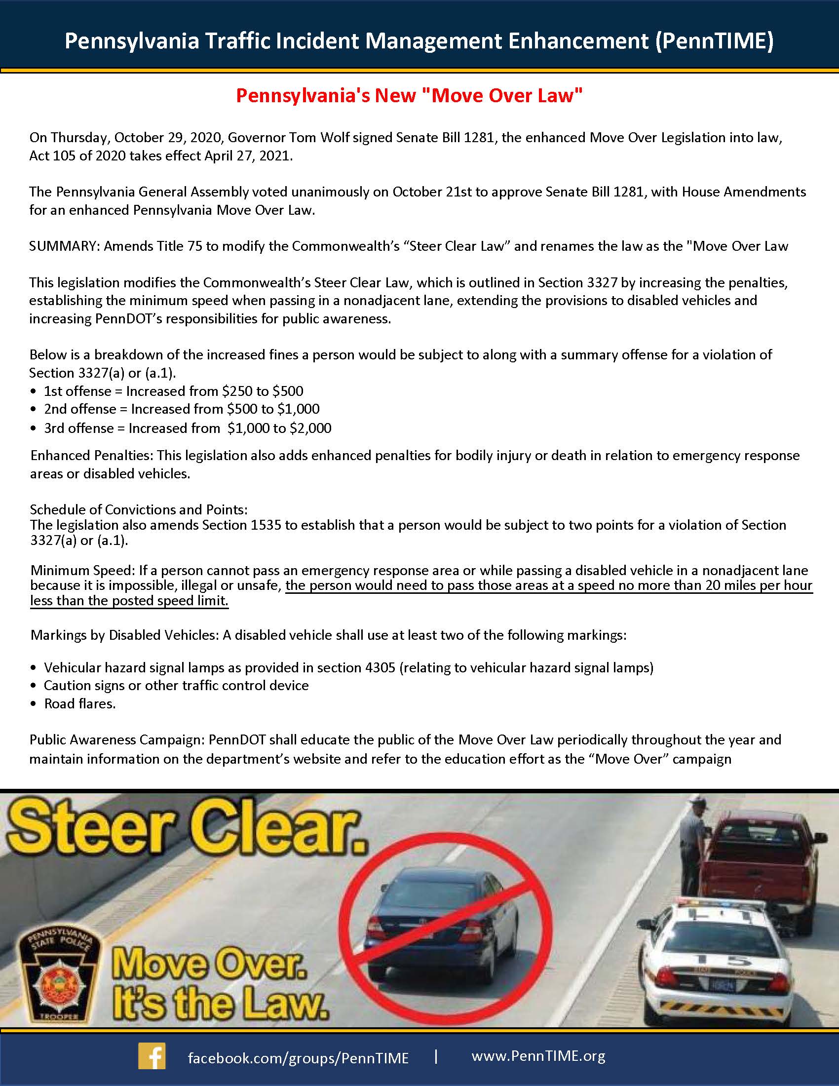 Act 105 of 2020 Info Sheet Move Over Law 10302020