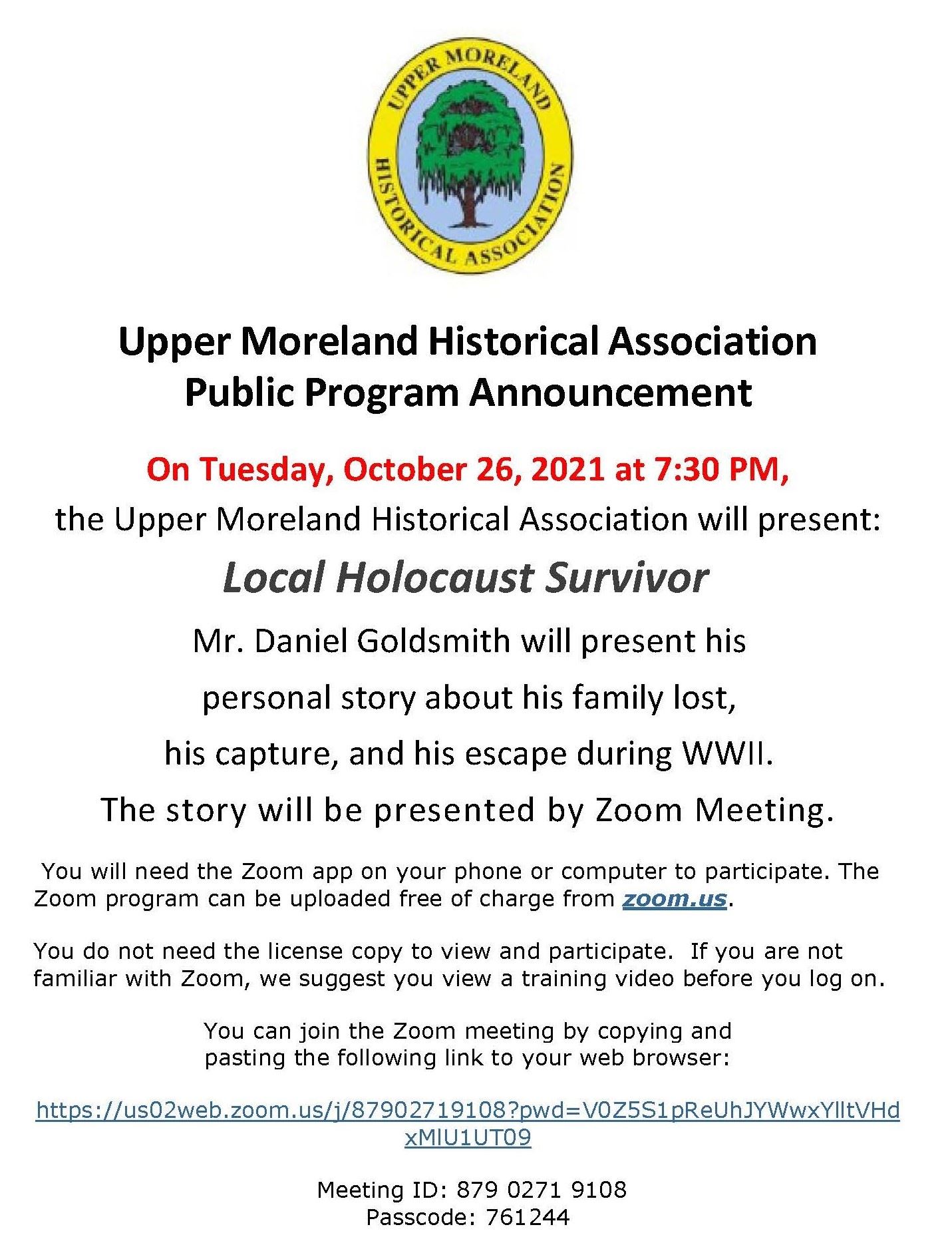 UMT Twp News Alert for UMHA Zoom Meeting 2021-10-26