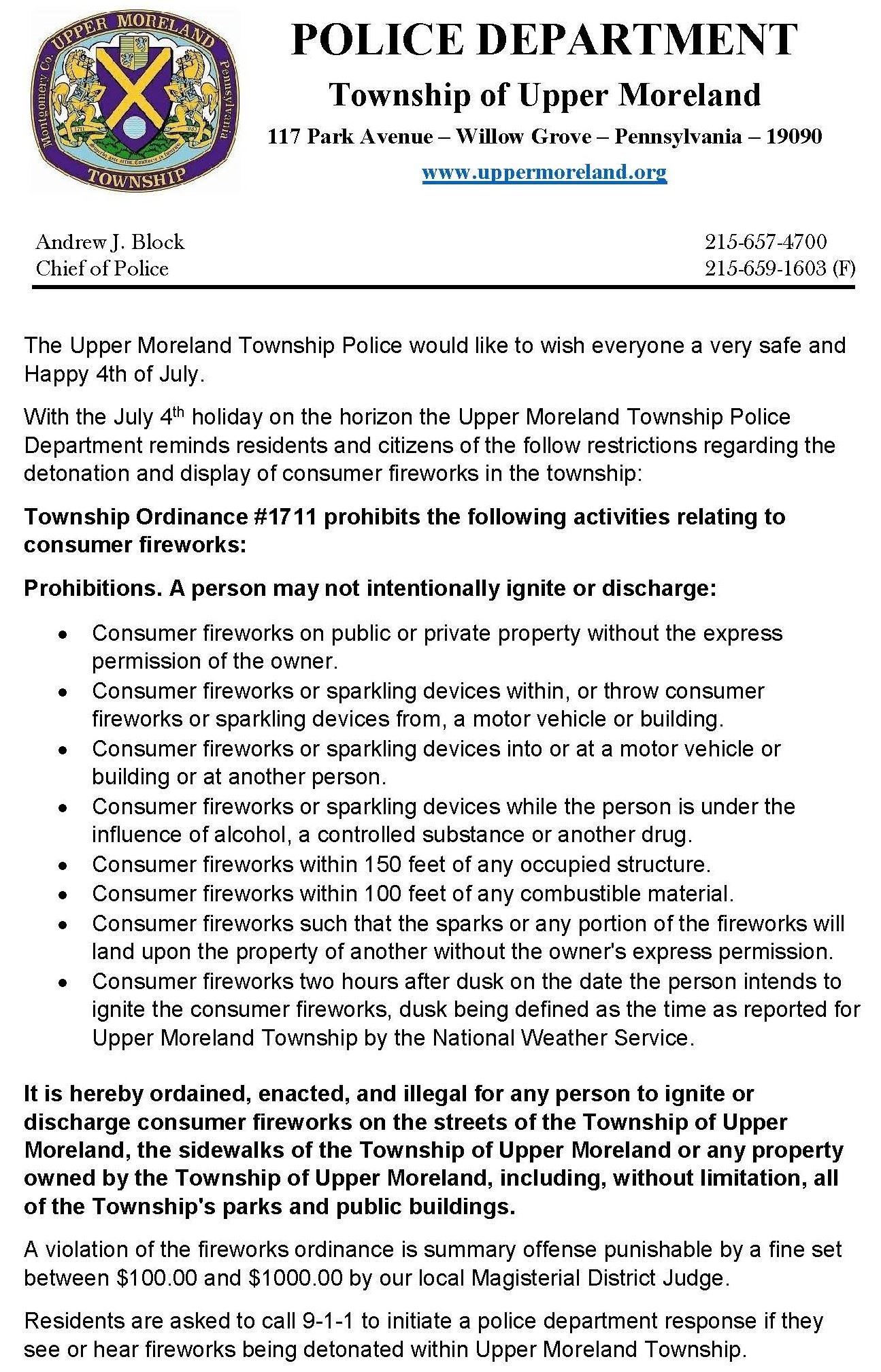 July 4th Fireworks News Flash