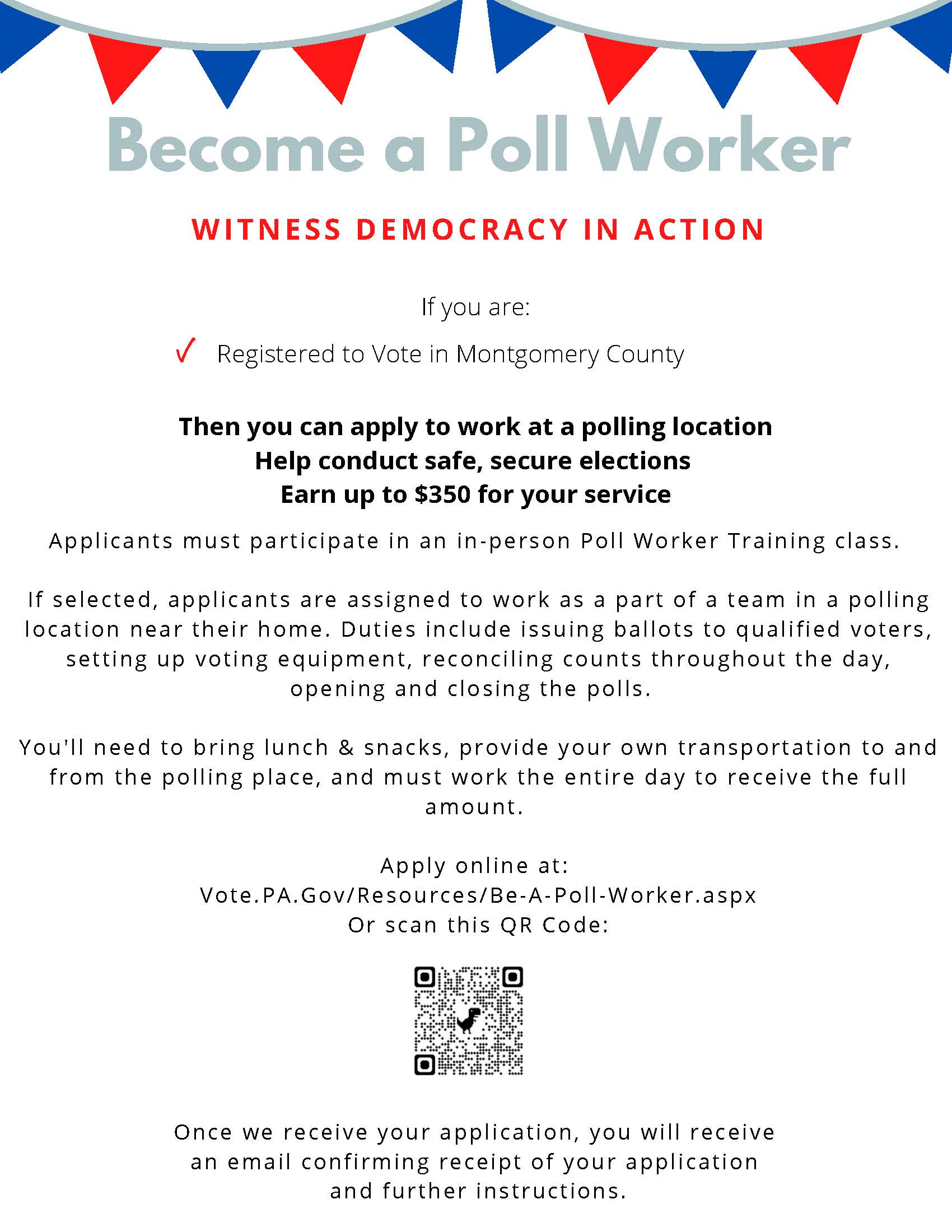 Become a Poll Worker- Flyer